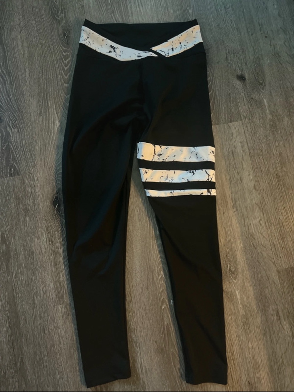 Black Kids Leggings with White Marble Accent